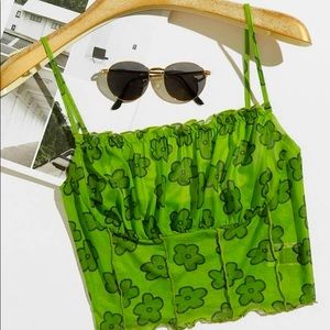 SHEIN green floral print top